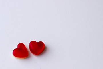 Jelly hearts on the white background. Valentine Day Concept.