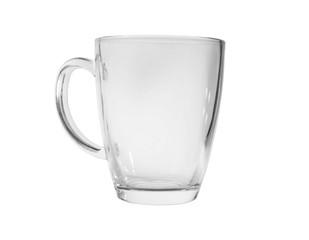glass transparent cup on a white isolated background