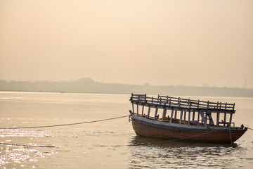 Sunrise from the bank of Ganges river 