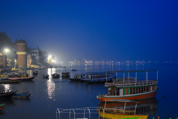 Ghats of the holy Ganges river ,varanasi ,uttar pradesh ,India 