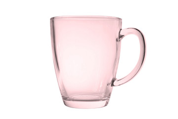 pink glass cup on a white background isolated