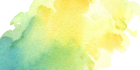 watercolor hand painted yellow and turquoise watercolor background bisness card - obrazy, fototapety, plakaty