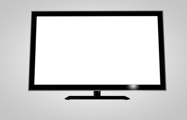 Computer Monitor with Blank White Screen Isolated