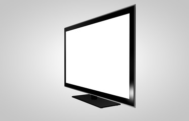 Computer Monitor with Blank White Screen Isolated