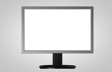 Computer Monitor with Blank White Screen Isolated