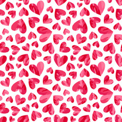 Seamless vector pattern with ruby hearts. 