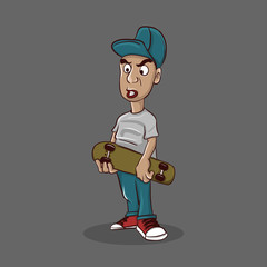 boy cartoon with skateboard isolated