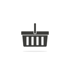 Monochrome vector illustration of a basket icon, isolated on a white background.