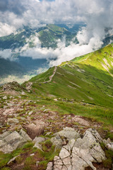Beautiful Tatra mountain view to ridge and footpath, Poland
