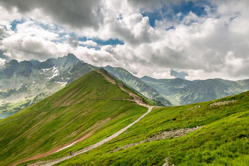 Fototapeta premium Stunning mountain Kasprowy Wierch in cloudy day, Poland