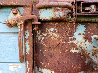 rusty farm equipment (tailgate latch)