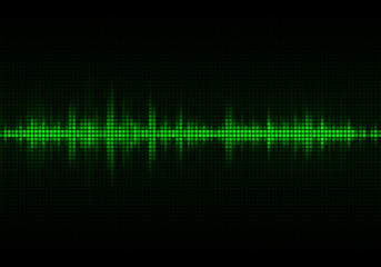 Sound wave vector background. Green digital equalizer