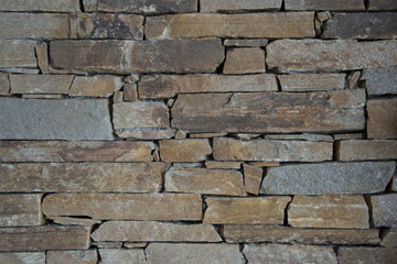 Background texture stone wall, brown and grey rocks