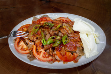 Traditional Turkish Iskender kebab