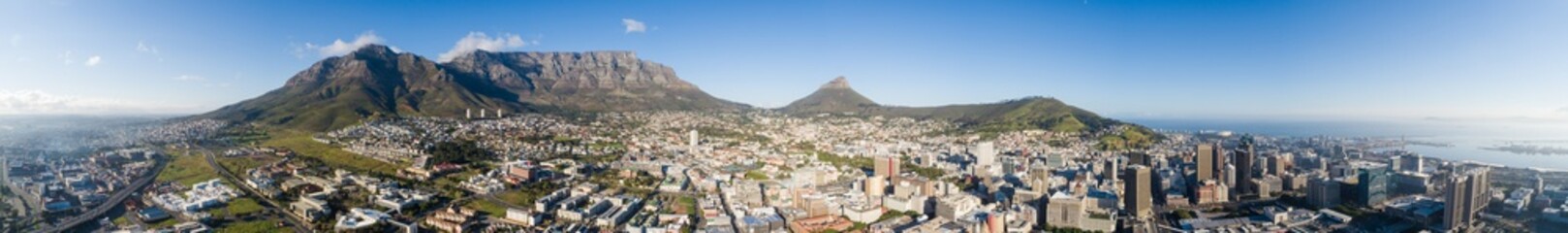Fototapeta na wymiar Panoramic aerial view over the city of Cape Town in South Africa