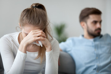 Unhappy wife tired of bad relationships, worried about problems concept