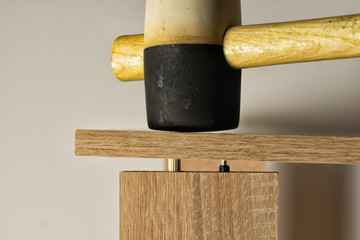 Furniture assembly with the help of a mallet