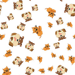 Seamless pattern of cat and dog.