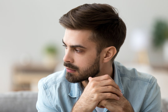 Thoughtful concerned man thinking about problem solution lost in thoughts - Powered by Adobe