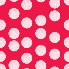 Decorative  abstract polka dots in the style of the 60s.  Cheerful polka dot vector seamless pattern. Can be used in textile industry, paper, background, scrapbooking.