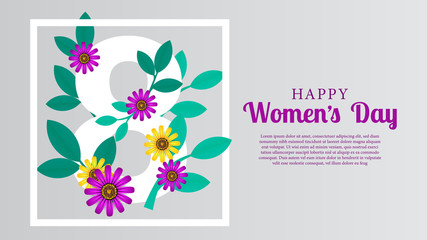 woman's day background template with flower spring blossom 
