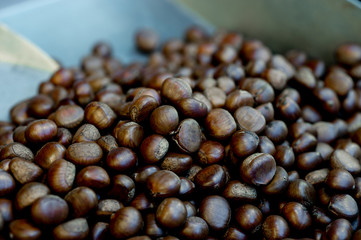 Roasted chestnuts, sweet aroma,coffee smell The concept oeating food that is useful With copy space