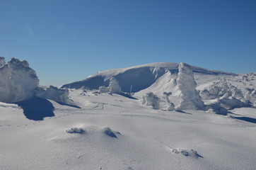 Winter landscape in the mountains, Poland.