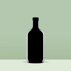 black bottle with green background