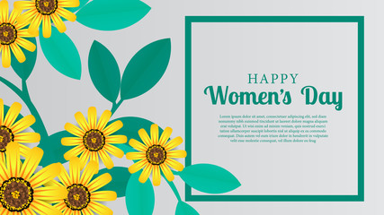 woman's day background template with flower spring blossom 