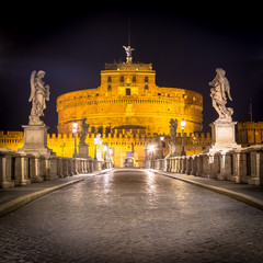 Rome by night - Sant'angelo Castle bridge
