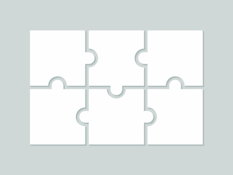 Puzzle background. Jigsaw blank white puzzle set for design