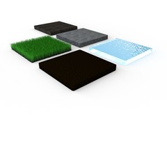 Soil layers. Four cross section soil layers. 3D illustration isolated on light background