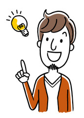 若い男性：アイデア、ひらめき