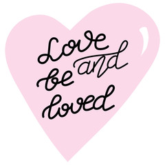 Saint Valentines love postcard. Hand darwn lettering 