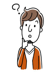 若い男性：疑問、考える