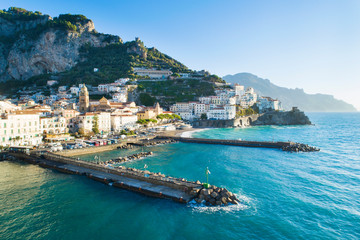 sunny morning above Amalfi coast in Italy