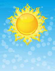 background with sky and big sun. vector
