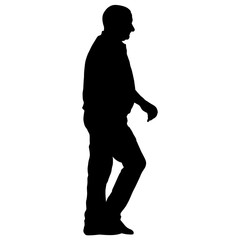 Silhouette of People Standing on White Background