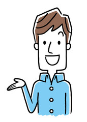 若い男性：案内、紹介
