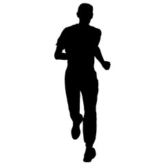 Black Silhouettes Runners sprint men on white background