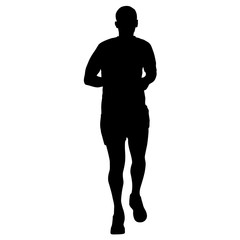 Fototapeta premium Black Silhouettes Runners sprint men on white background