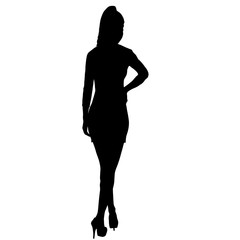 Black silhouette of a beautiful girl on a white background
