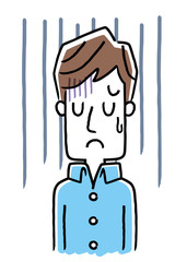 若い男性：落ち込む