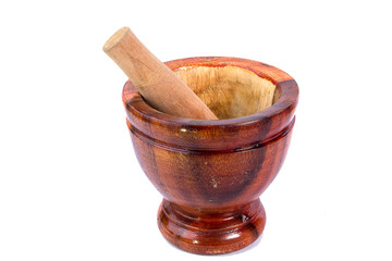 Mortar with pestle isolated on white background. - image 