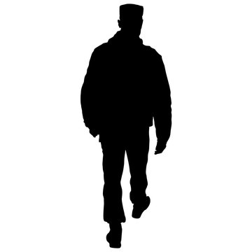 recommend clip art: Black silhouette man standing, people on white background