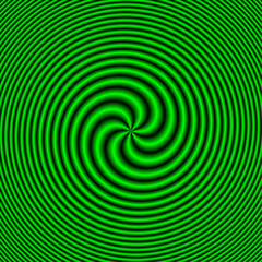 Seven Tailed Spiral in Green / An abstract fractal image with a seven tailed spiral design in green.
