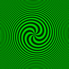 Seven Tailed Spiral in Green / An abstract fractal image with a seven tailed spiral design in green.