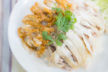 Close up of fried chicken and steam chicken