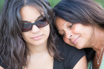 Sad Adult Woman Daughter with Mother