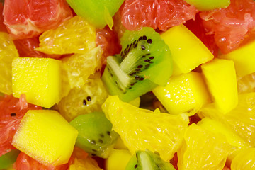 Close-up of the fresh tasty fruit salad